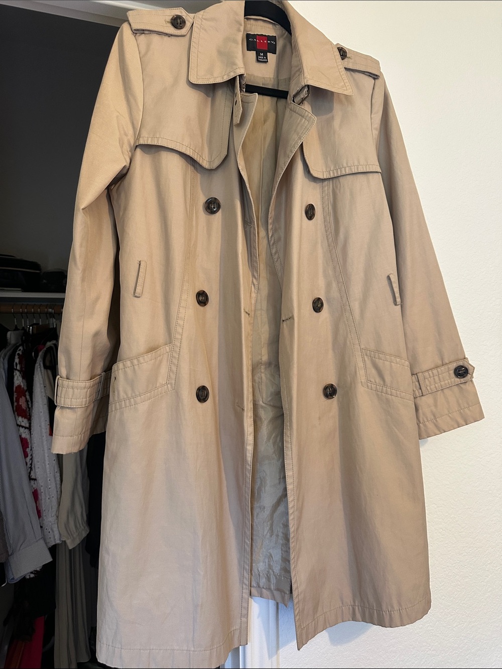 Women’s Styled Beige Trench Coat - Classic Double-Breasted Trench - Picture 2 of 13